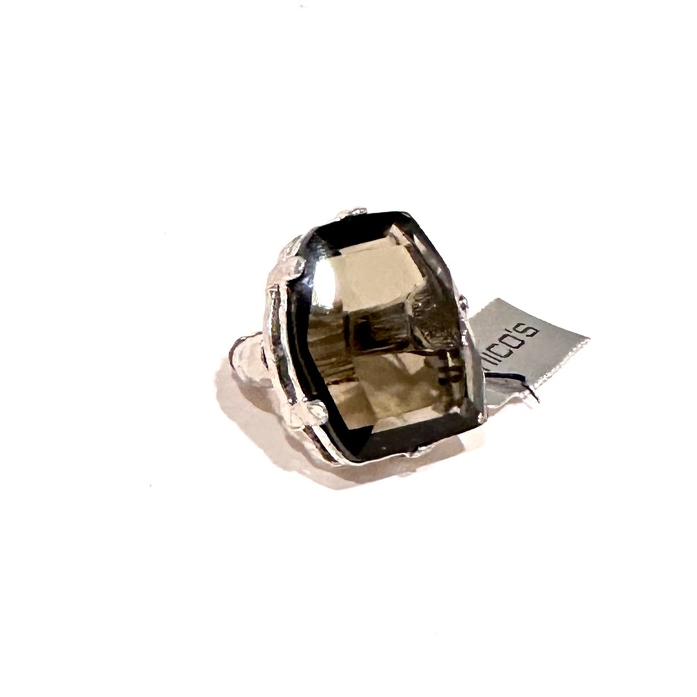 CHICO’s Oversized Gray/Brown Crystal & Silver Adjustable Ring NWT - Picture 1 of 6